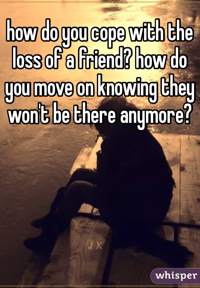 how do you cope with the loss of a friend? how do you move on knowing they won't be there anymore?