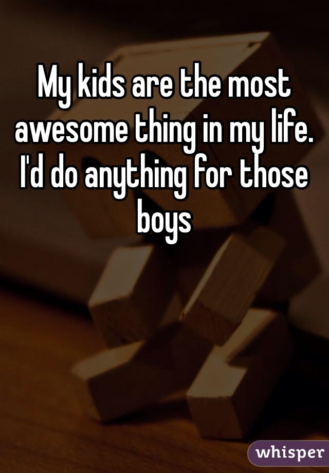 My kids are the most awesome thing in my life. I'd do anything for those boys