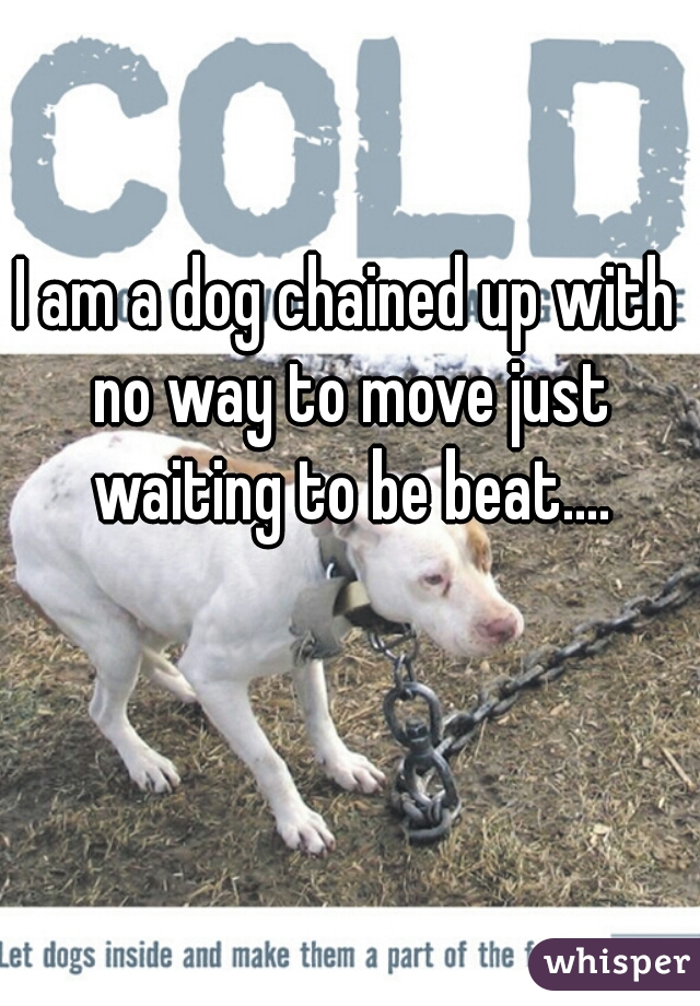 I am a dog chained up with no way to move just waiting to be beat....