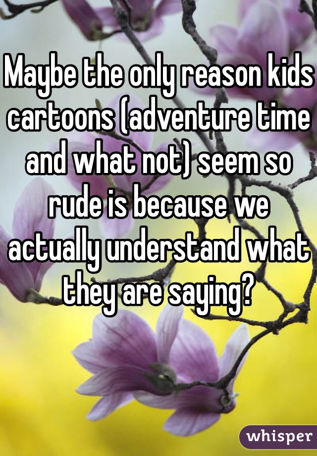 Maybe the only reason kids cartoons (adventure time and what not) seem so rude is because we actually understand what they are saying?