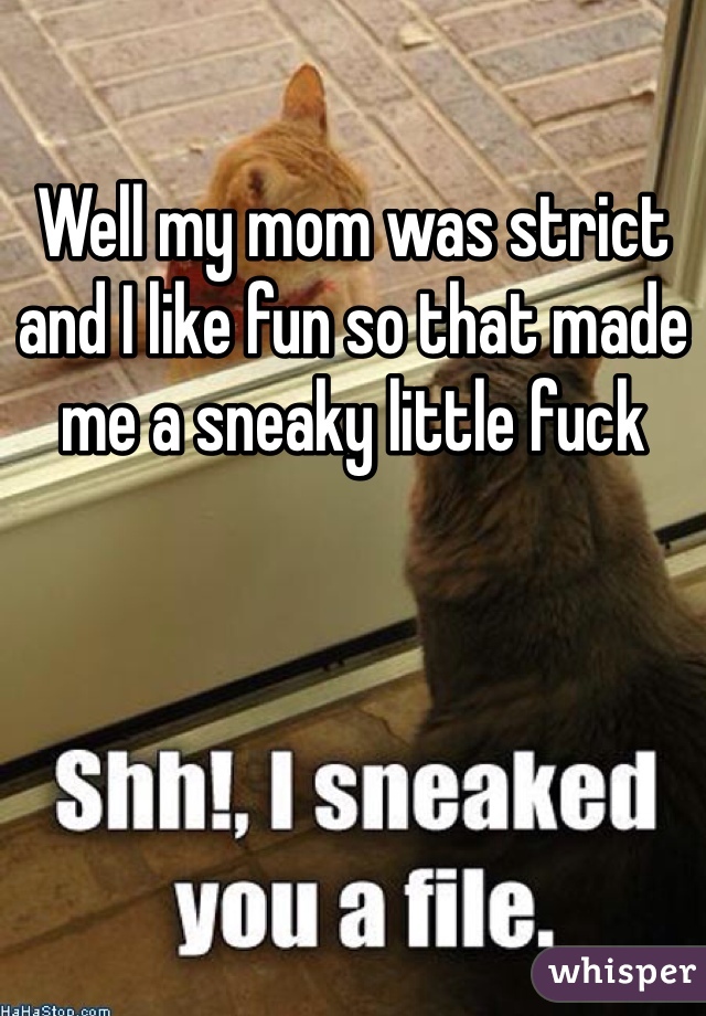 Well my mom was strict and I like fun so that made me a sneaky little fuck