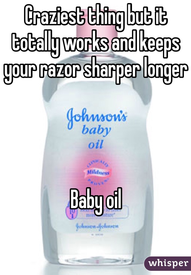 Craziest thing but it totally works and keeps your razor sharper longer




Baby oil 