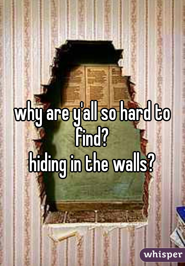 why are y'all so hard to find? 
hiding in the walls?