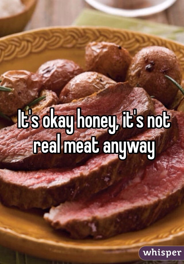 It's okay honey, it's not real meat anyway