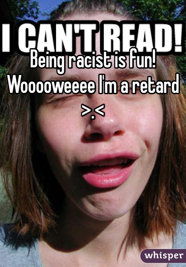 Being racist is fun! Wooooweeee I'm a retard >.<