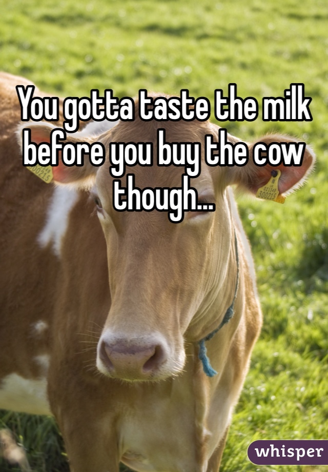 You gotta taste the milk before you buy the cow though...