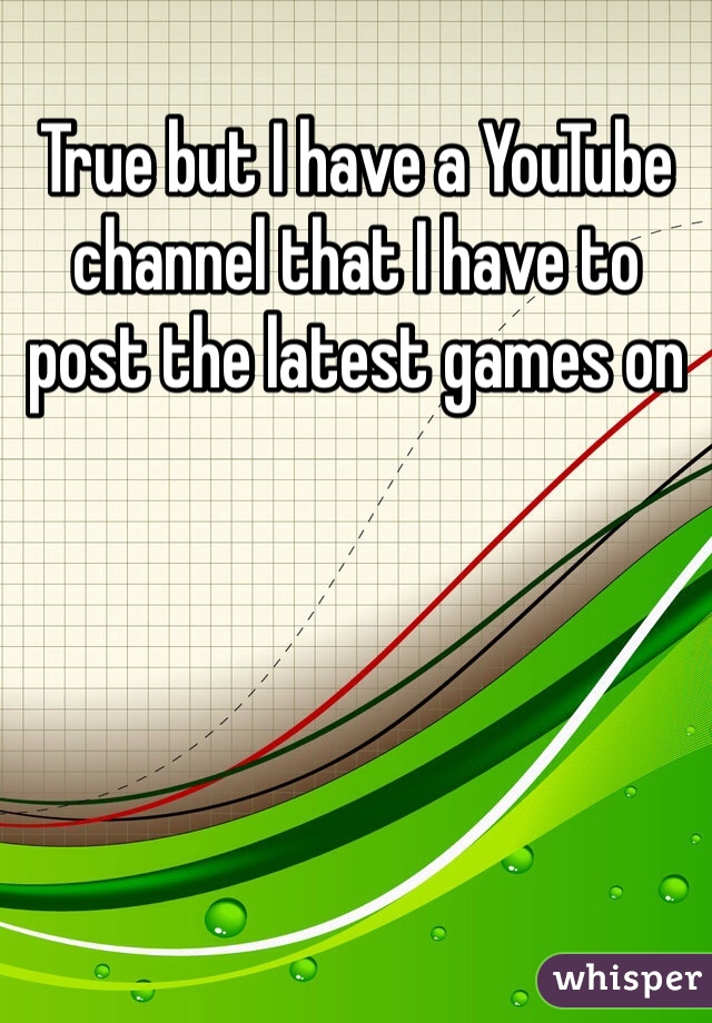 True but I have a YouTube channel that I have to post the latest games on