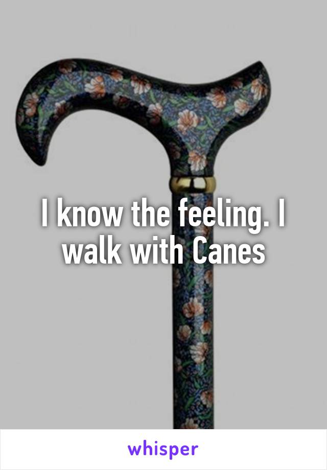 I know the feeling. I walk with Canes