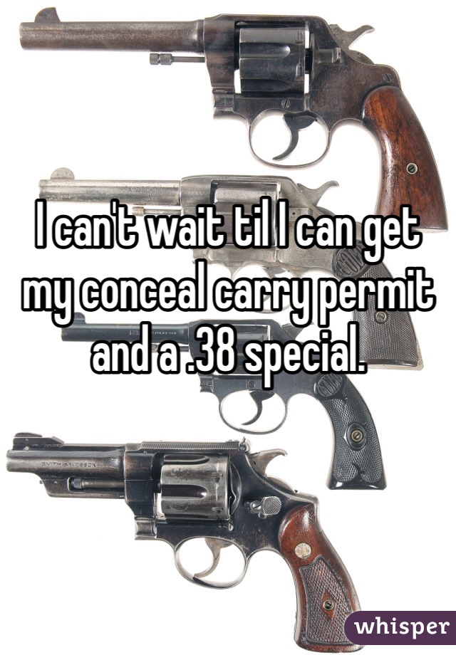 I can't wait til I can get my conceal carry permit and a .38 special.  