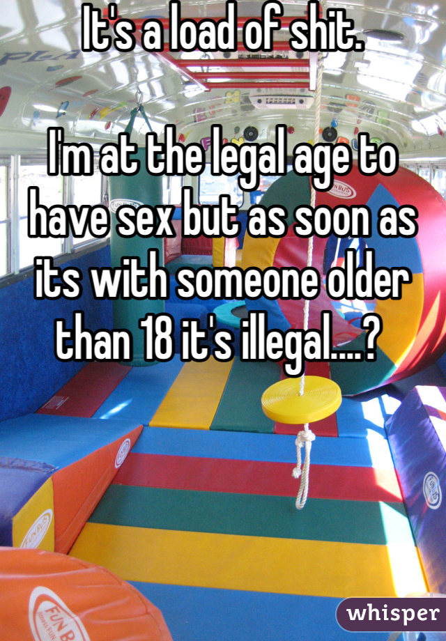 It's a load of shit. 

I'm at the legal age to have sex but as soon as its with someone older than 18 it's illegal....? 