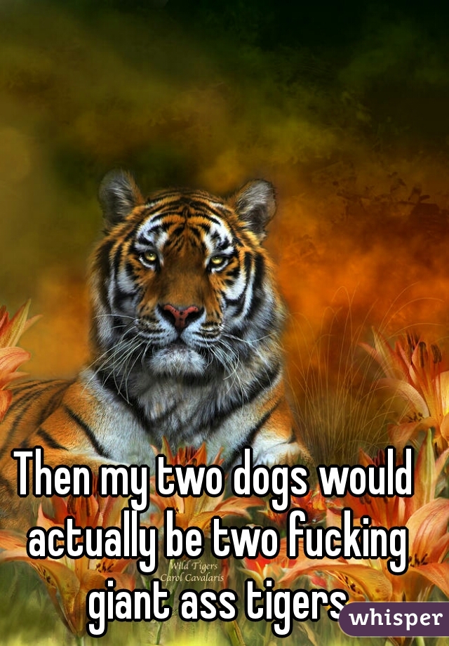 Then my two dogs would actually be two fucking giant ass tigers