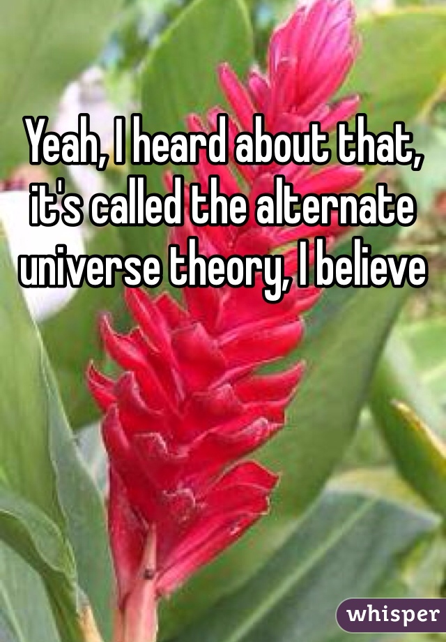 Yeah, I heard about that, it's called the alternate universe theory, I believe