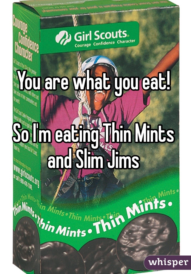 You are what you eat!

So I'm eating Thin Mints and Slim Jims