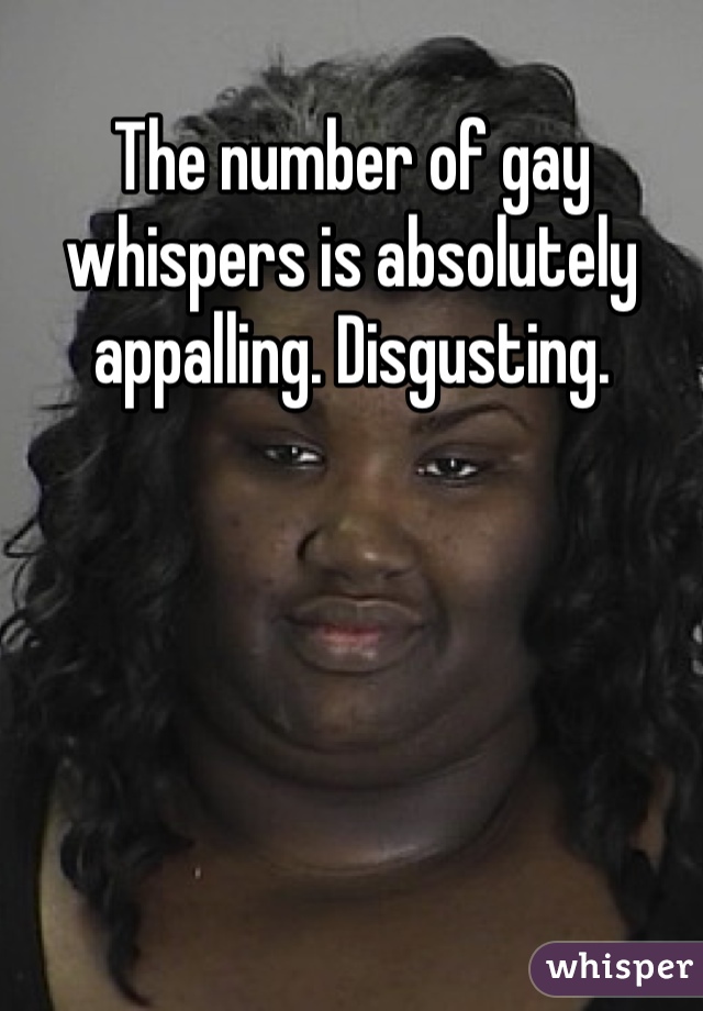 The number of gay whispers is absolutely appalling. Disgusting. 