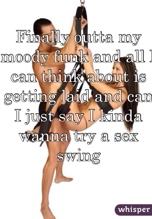 Finally outta my moody funk and all I can think about is getting laid and can I just say I kinda wanna try a sex swing