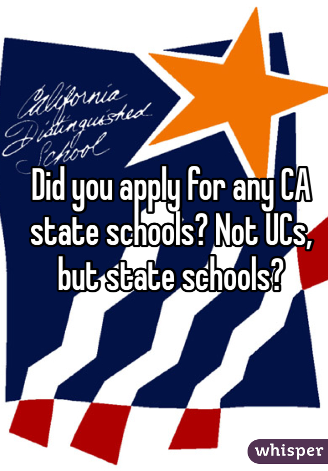 Did you apply for any CA state schools? Not UCs, but state schools? 