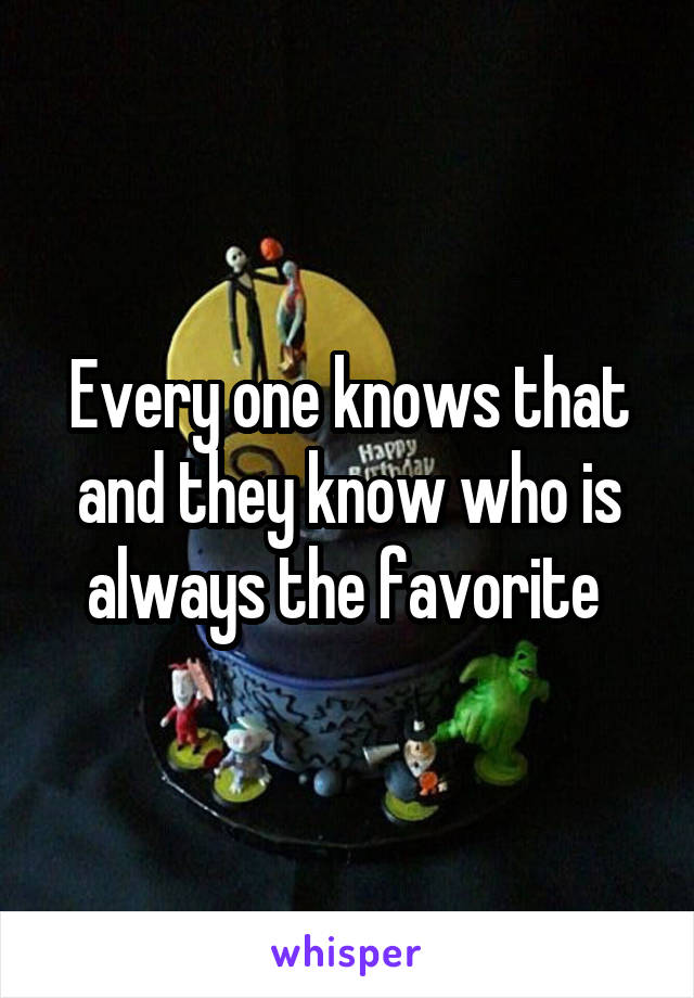 Every one knows that and they know who is always the favorite 