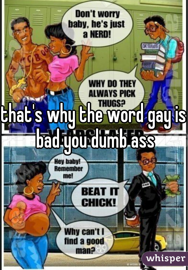 that's why the word gay is bad you dumb ass