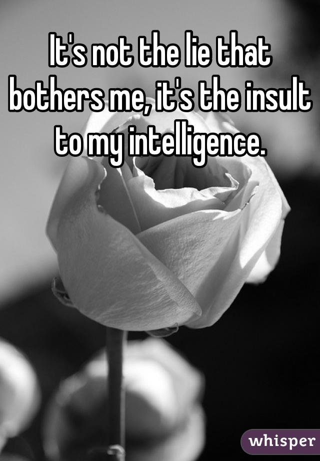 It's not the lie that bothers me, it's the insult to my intelligence.