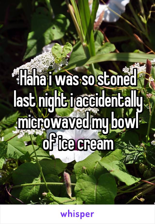 Haha i was so stoned last night i accidentally microwaved my bowl of ice cream