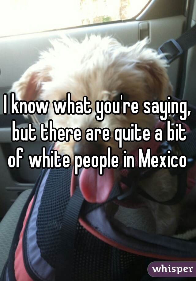 I know what you're saying, but there are quite a bit of white people in Mexico 