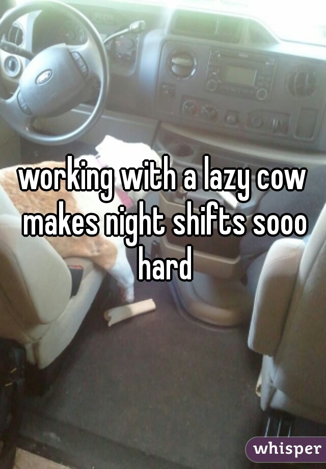 working with a lazy cow makes night shifts sooo hard