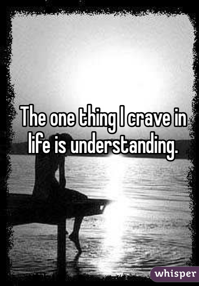 The one thing I crave in life is understanding. 