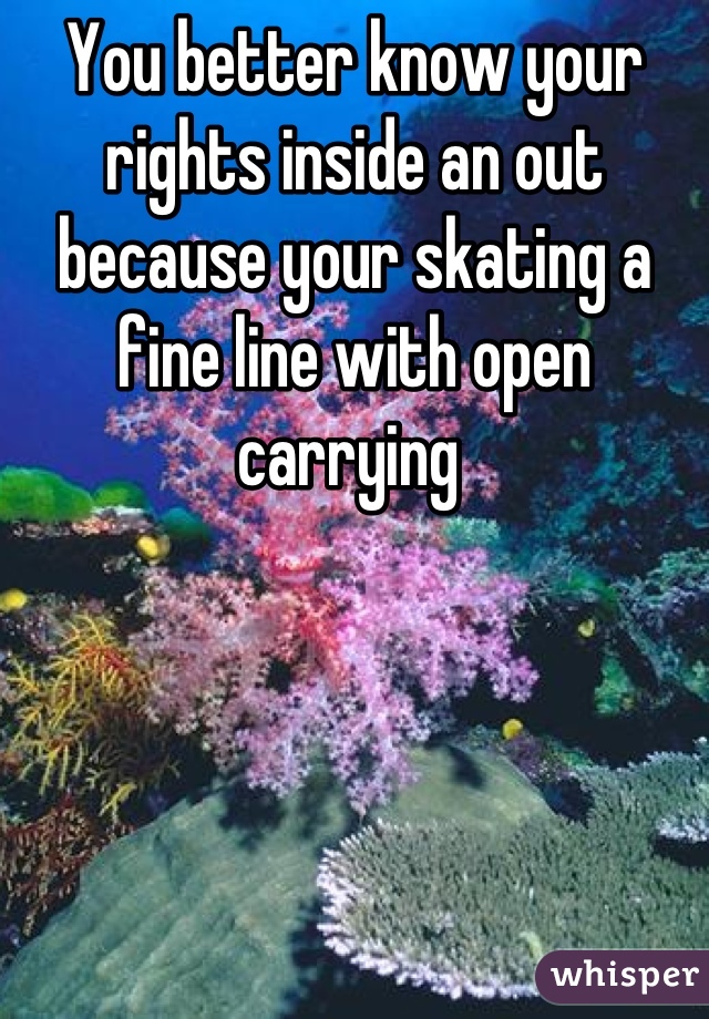 You better know your rights inside an out because your skating a fine line with open carrying 