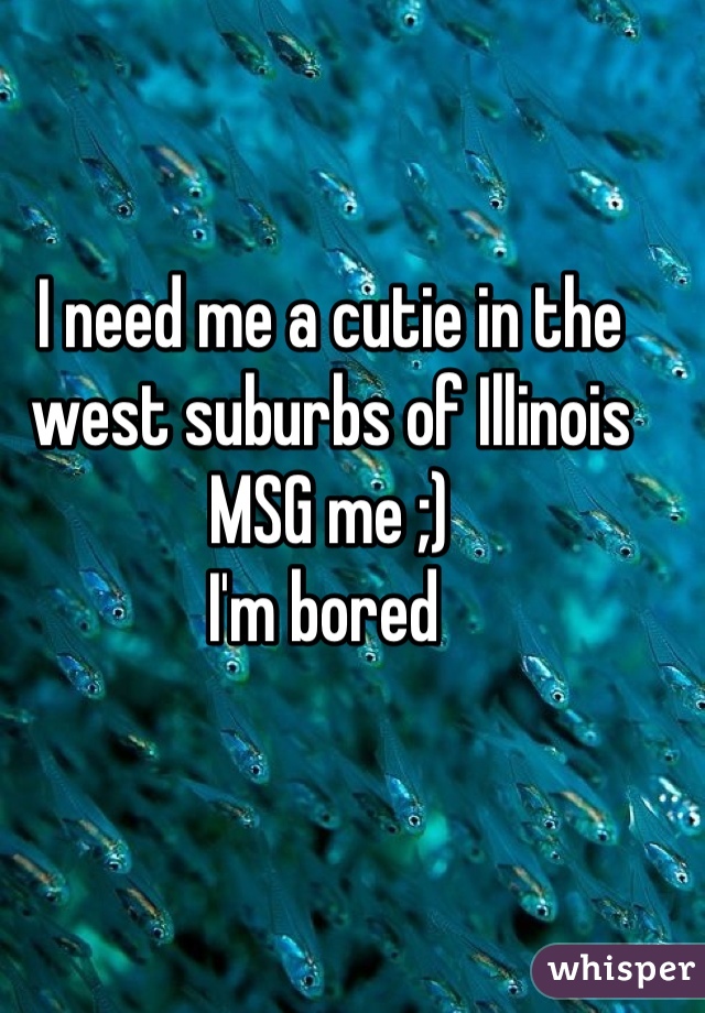 I need me a cutie in the west suburbs of Illinois  MSG me ;)
I'm bored 
