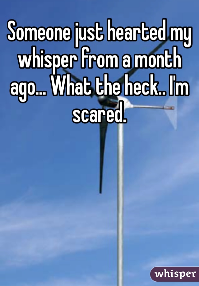 Someone just hearted my whisper from a month ago... What the heck.. I'm scared. 