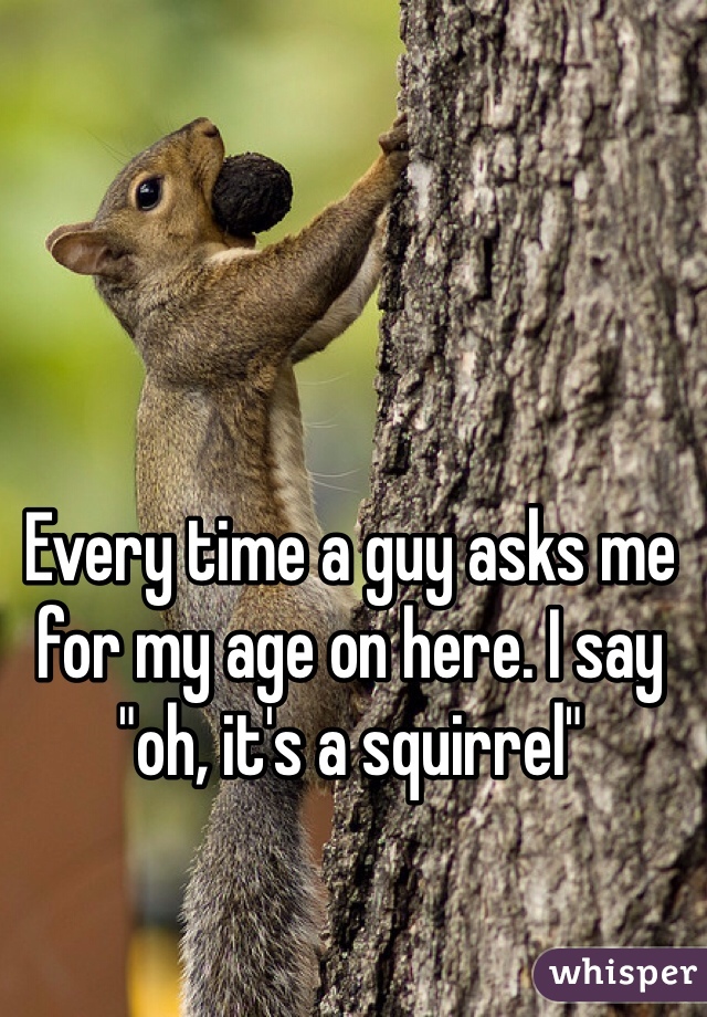 Every time a guy asks me for my age on here. I say "oh, it's a squirrel"