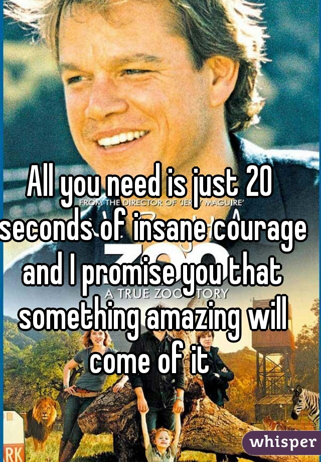 All you need is just 20 seconds of insane courage and I promise you that something amazing will come of it 