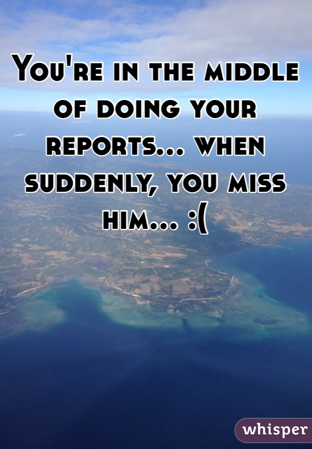 You're in the middle of doing your reports... when suddenly, you miss him... :(