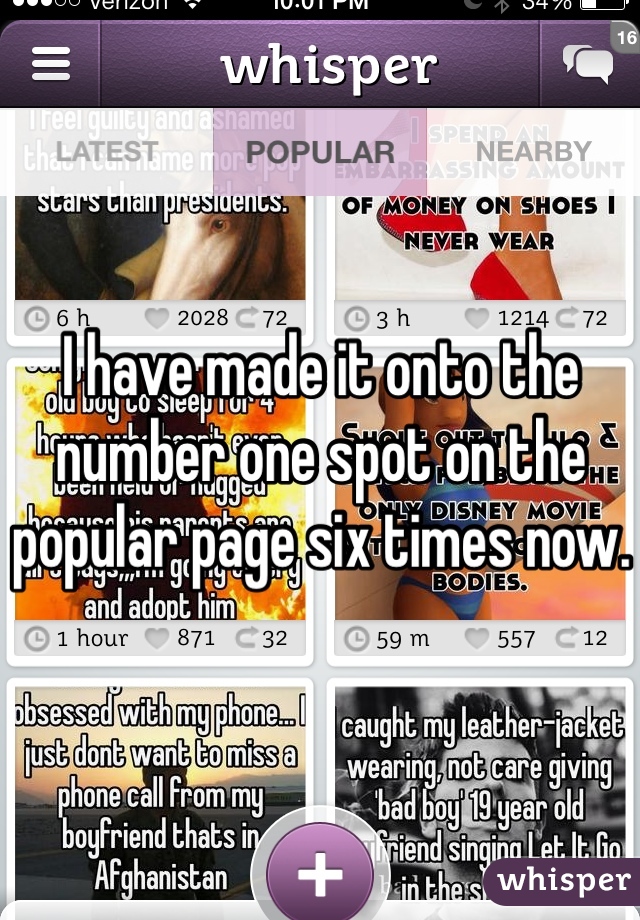 I have made it onto the number one spot on the popular page six times now.