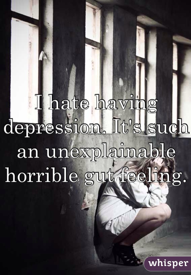 I hate having depression. It's such an unexplainable horrible gut feeling.