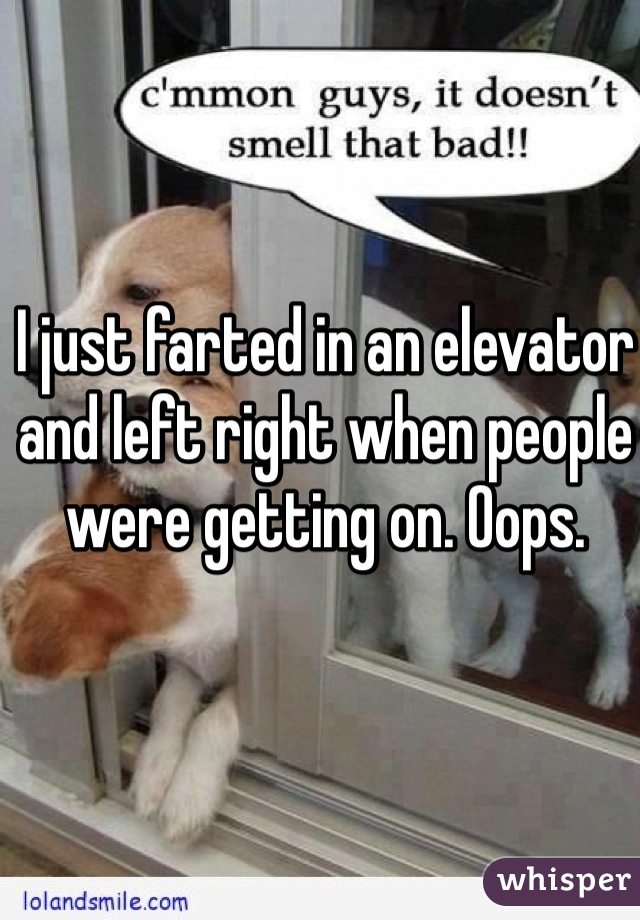 I just farted in an elevator and left right when people were getting on. Oops. 
