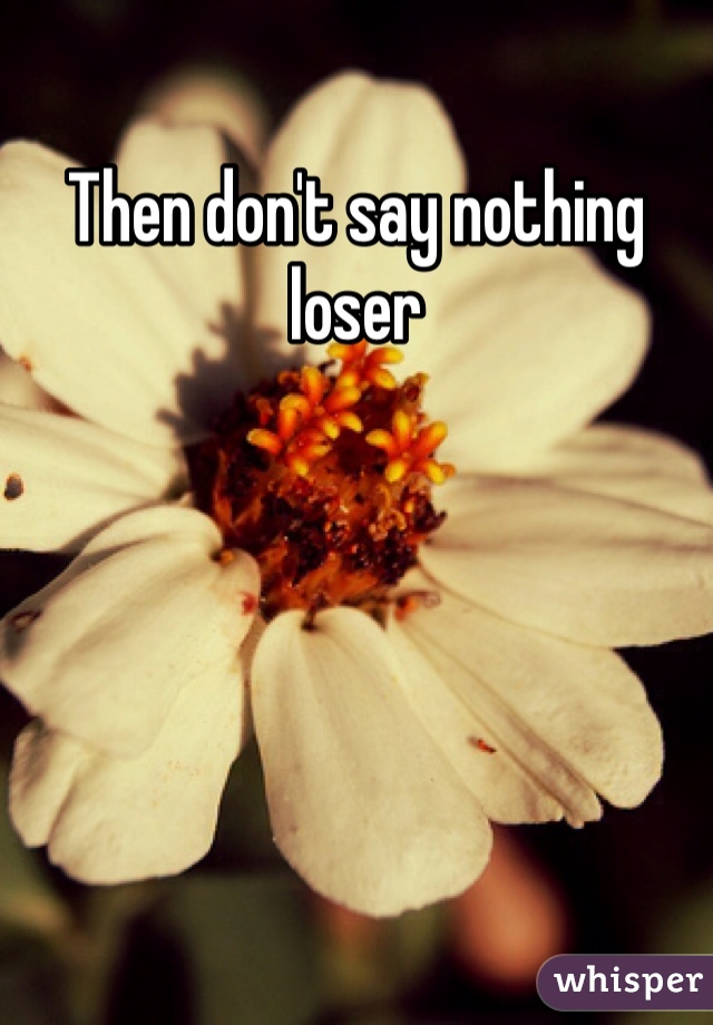 Then don't say nothing loser