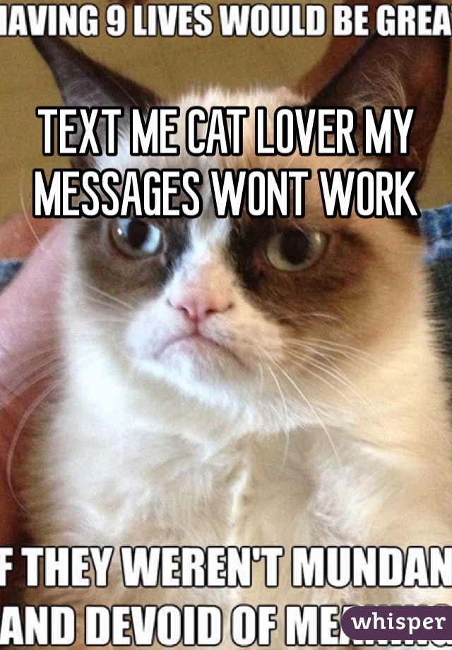 TEXT ME CAT LOVER MY MESSAGES WONT WORK