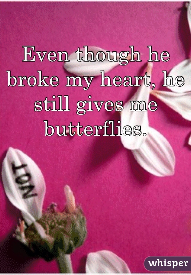Even though he broke my heart, he still gives me butterflies.