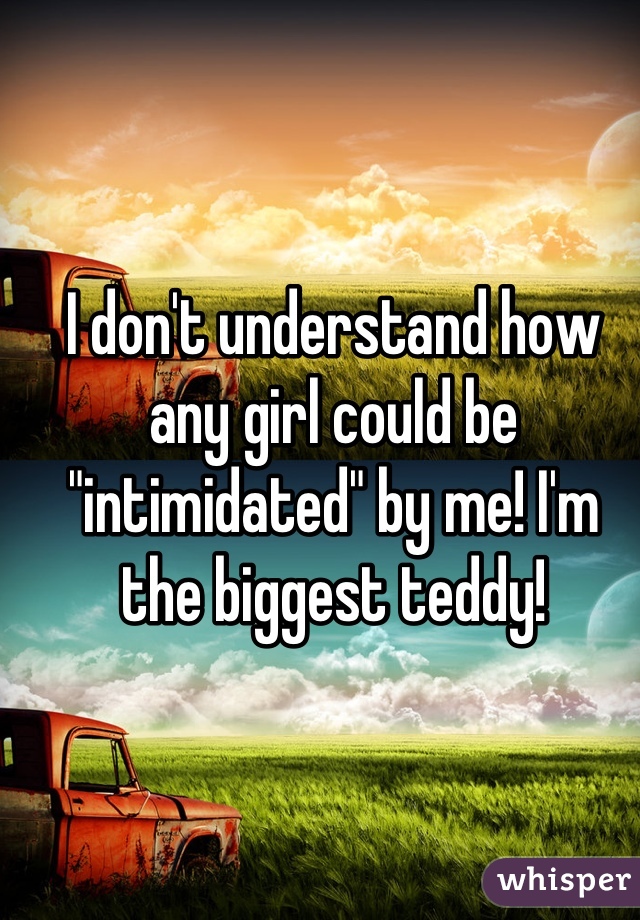 I don't understand how any girl could be "intimidated" by me! I'm the biggest teddy!