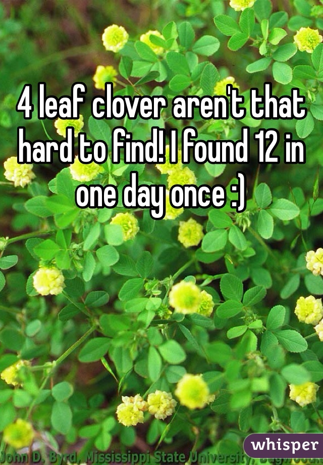 4 leaf clover aren't that hard to find! I found 12 in one day once :)