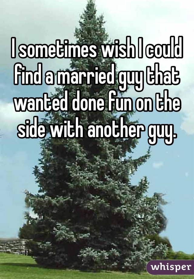 I sometimes wish I could find a married guy that wanted done fun on the side with another guy. 