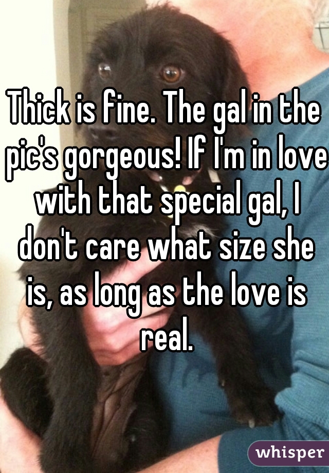 Thick is fine. The gal in the pic's gorgeous! If I'm in love with that special gal, I don't care what size she is, as long as the love is real.