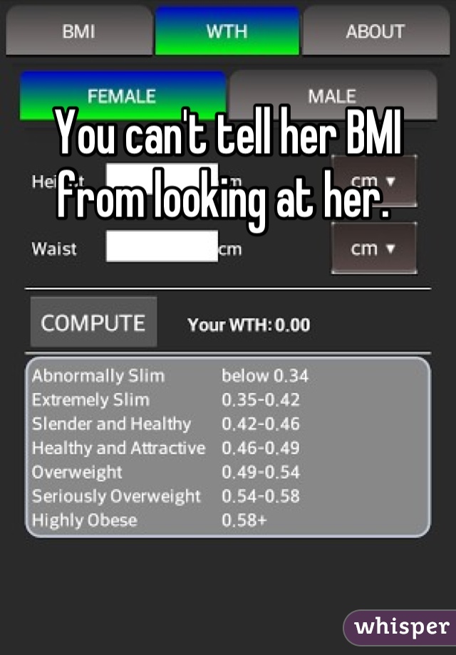 You can't tell her BMI from looking at her. 
