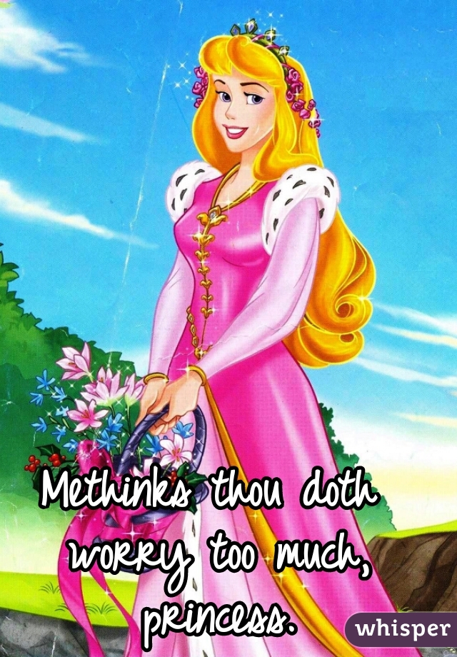 Methinks thou doth worry too much, princess.