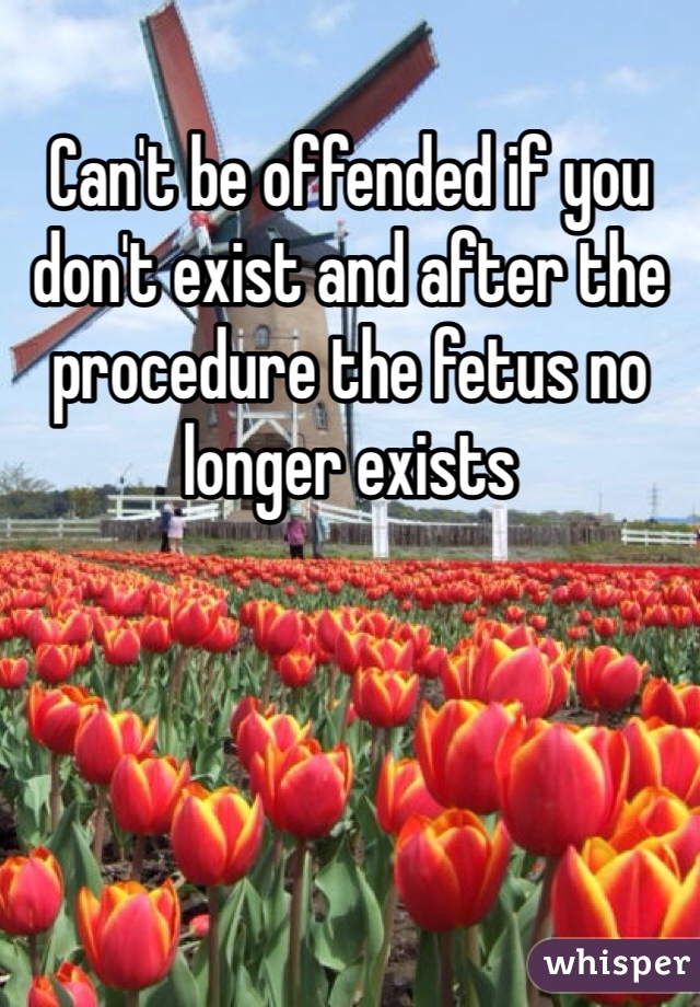 Can't be offended if you don't exist and after the procedure the fetus no longer exists