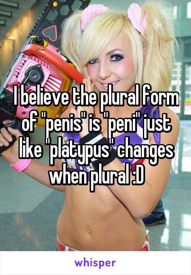 I believe the plural form of "penis" is "peni" just like "platypus" changes when plural :D