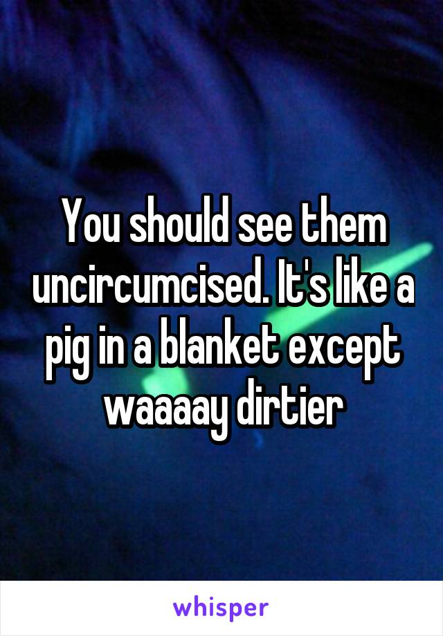 You should see them uncircumcised. It's like a pig in a blanket except waaaay dirtier