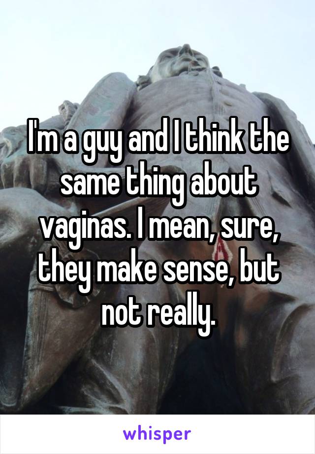 I'm a guy and I think the same thing about vaginas. I mean, sure, they make sense, but not really.