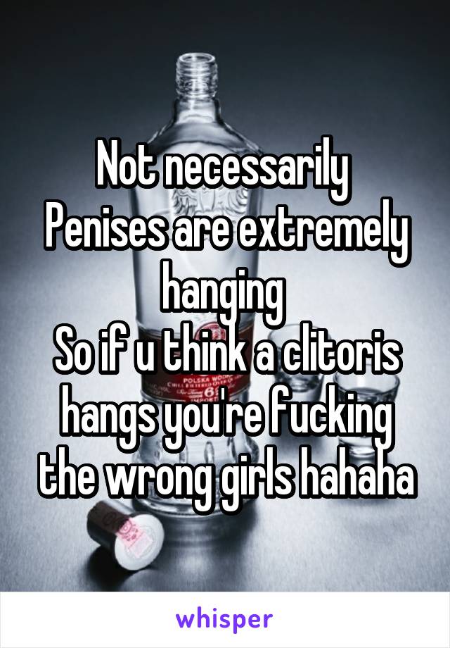 Not necessarily 
Penises are extremely hanging 
So if u think a clitoris hangs you're fucking the wrong girls hahaha